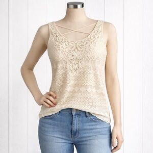 Elegant Cream “French Laundry” Lace Women's Tank Top Sz 1X